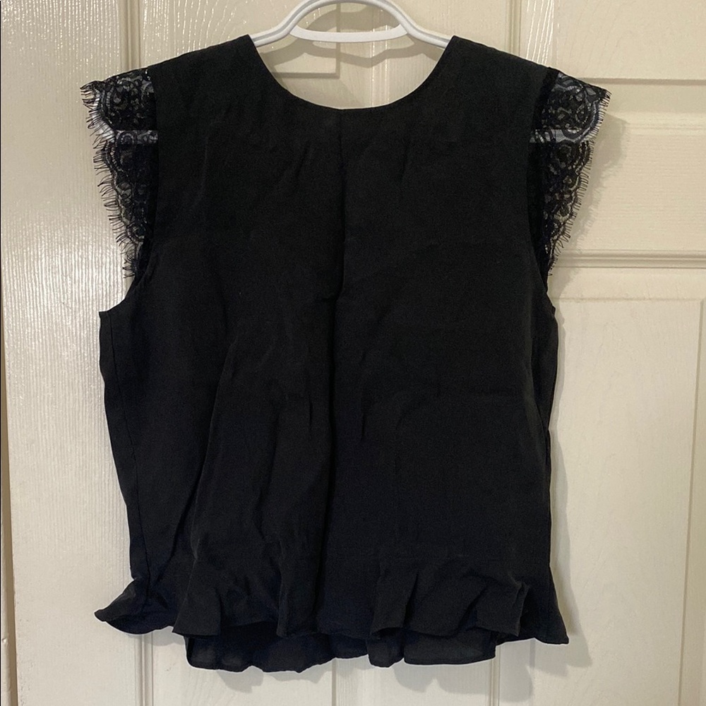 Elegant Black Lace Trim Top